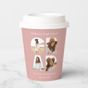 Gobelets En Papier Graduation 4 photo moderne personnalisé rose girly