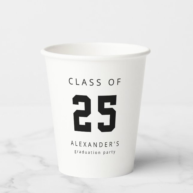 Gobelets En Papier Graduation Class of 2022 Modern Name (Recto)