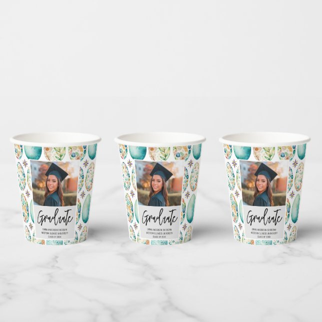 Gobelets En Papier Graduation de la photo de script moderne (Multi)