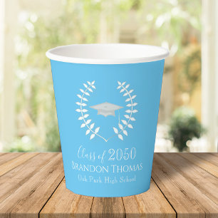 Gobelets En Papier Graduation Moderne Carton de Bleu Clair Classique