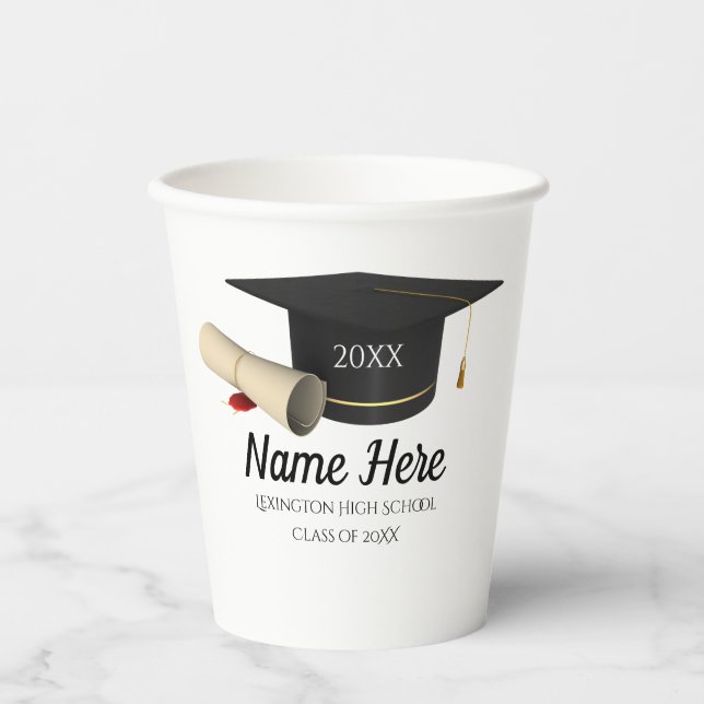 Gobelets En Papier Graduation Paper Cups Classe de 2025 Vaisselle (Recto)