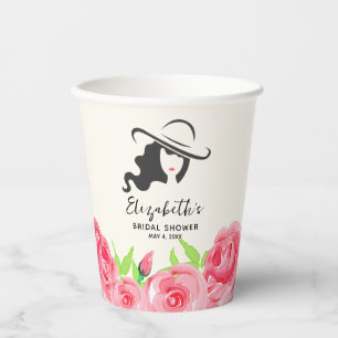 Gobelets En Papier Grand mariage de la dame au grand chapeau Roses