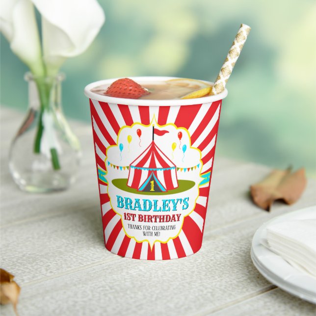 Gobelets En Papier Grand Top Carnaval de cirque 1er anniversaire (Insitu)