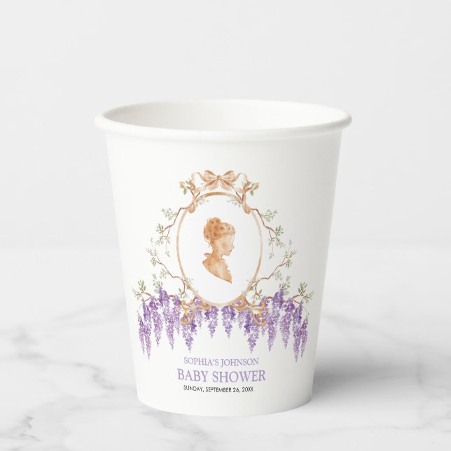 Gobelets En Papier Grandmillennial Wisteria Baby Shower  (Recto)