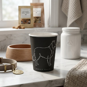 Gobelets En Papier Graphisme de chien en ligne minimaliste Border Col