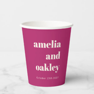 Gobelets En Papier Gras Minimaliste Berry Purple Retro Mariage person