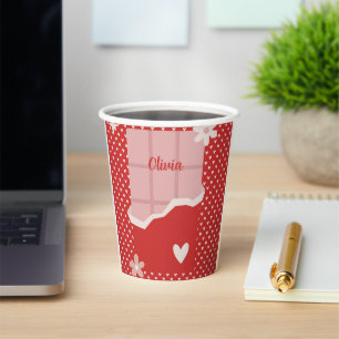 Gobelets En Papier Gras Red Heart Love Design - Parfait pour Gi perso