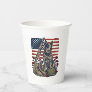 Gobelets En Papier Gravure Vintage Mémorial Patriotique Blue Heeler S