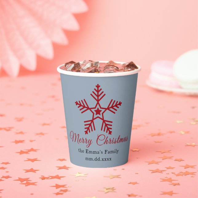 Gobelets En Papier Gray Red Minimal Merry Christmas Party Cup (Insitu)