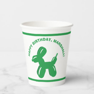 Gobelets En Papier Green Dog Balloon Animal Parti personnalisé