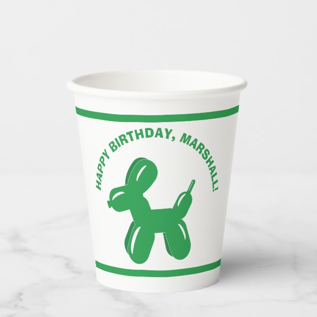Gobelets En Papier Green Dog Balloon Animal Parti personnalisé (Recto)