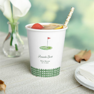 Gobelets En Papier Green Gingham Golf Baby Shower