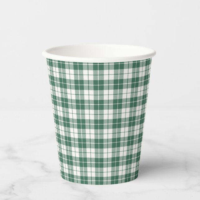 Gobelets En Papier Green Gingham Plaid Gender Neutral (Recto)