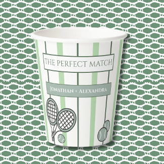 Gobelets En Papier Green Perfect Match Tennis Couples Bridal Shower