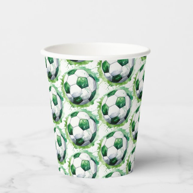 Gobelets En Papier Green Soccer Sports Boy Jersey Anniversaire de enf (Recto)