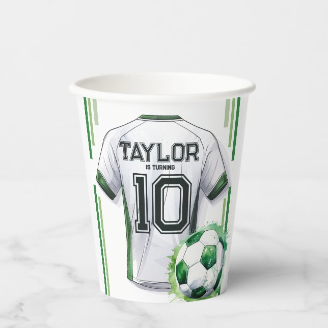 Gobelets En Papier Green Soccer Sports Boy Jersey Anniversaire de enf (Recto)