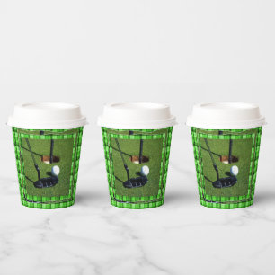 Gobelets En Papier Green Tartan Golf Club Parc, Tasses Papier Party