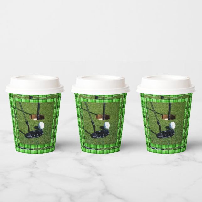 Gobelets En Papier Green Tartan Golf Club Parc, Tasses Papier Party (Multi)