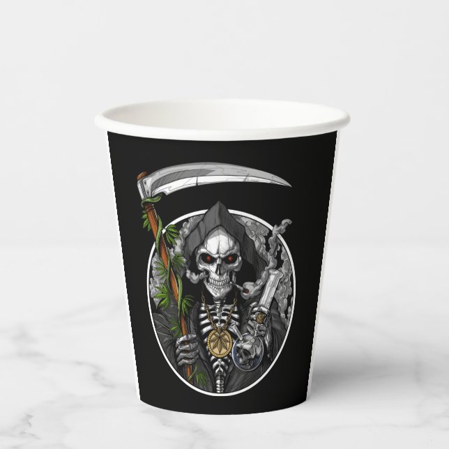 Gobelets En Papier Grim Reaper Fumer Weight Tasse de papier (Recto)