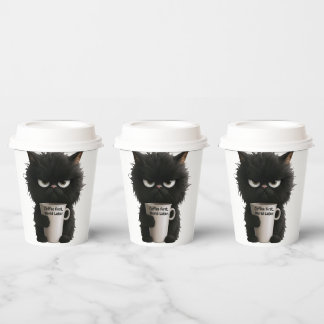 Gobelets En Papier Grumpy Cat Coffee Mood T-Shirt Funny Black Fluffy 