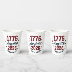 Gobelets En Papier Grunge Amérique 1776 - 2026 Terre de la Liberté
