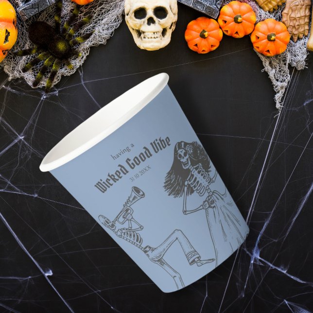 Gobelets En Papier Grunge Retro Black Halloween Party (Créateur téléchargé)