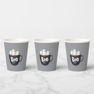 Gobelets En Papier Guimauves Grises Noires Boo
