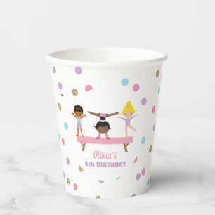 Gobelets En Papier Gymnastique anniversaire pastel