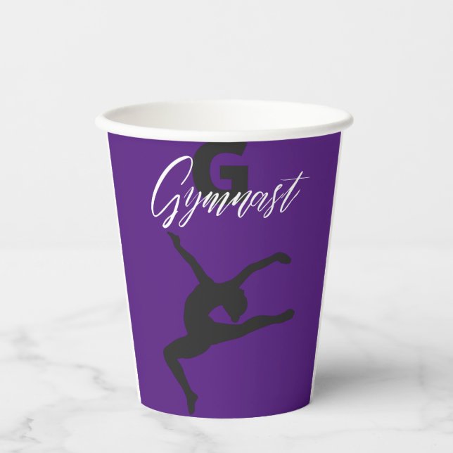 Gobelets En Papier Gymnastique Monogramme G est pour Gymnaste (Recto)