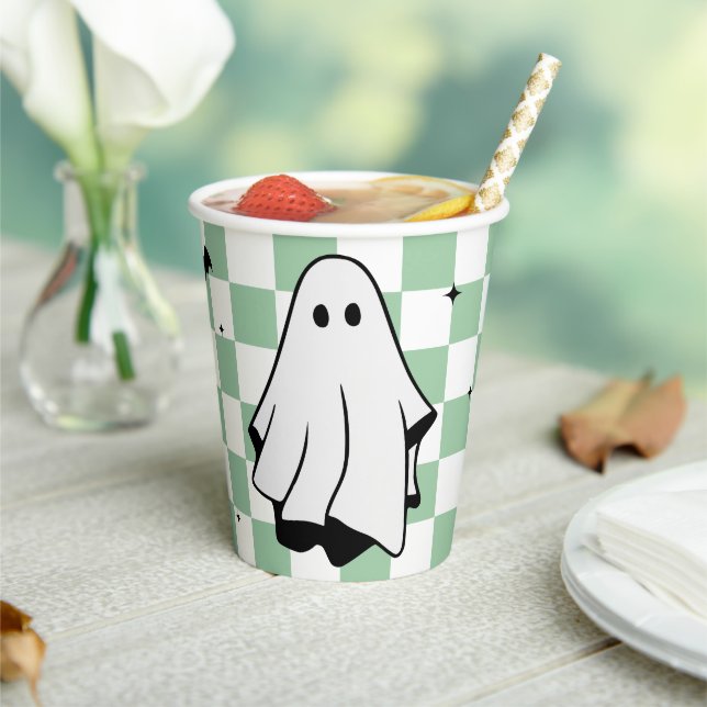Gobelets En Papier Halloween À damiers Tasses en papier (Insitu)