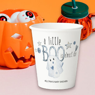 Gobelets En Papier Halloween Baby shower Little Boo Presque due