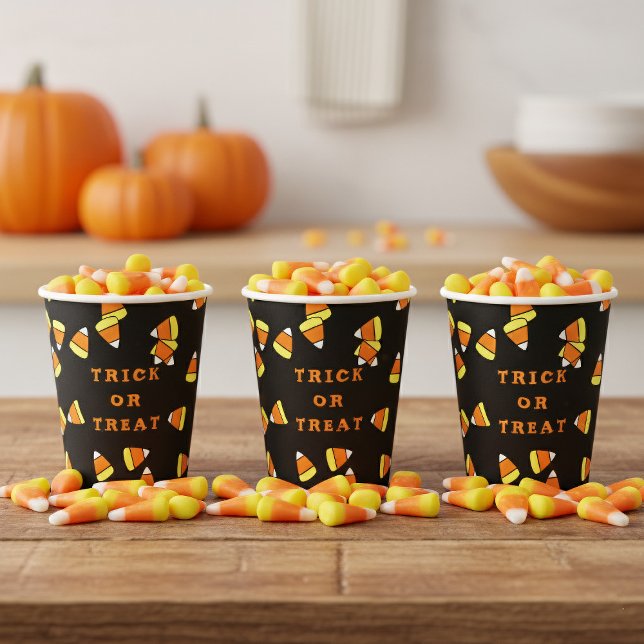 Gobelets En Papier Halloween Candy Corn Trick ou Treat Paper Cups (Trick or treat paper cups just for your candy corns.)