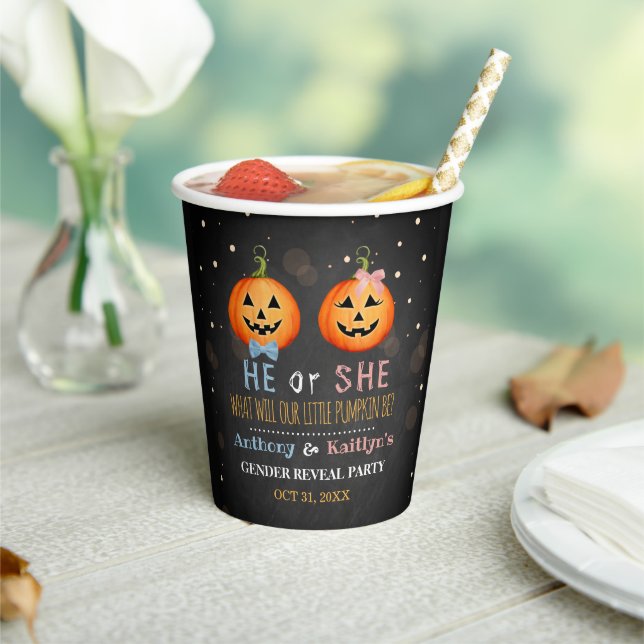 Gobelets En Papier Halloween Citrouille Genre Revela Party (Insitu)