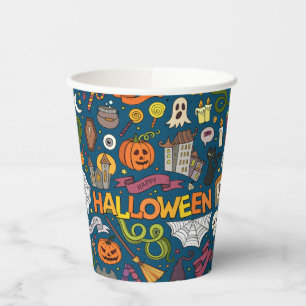 Gobelets En Papier Halloween coloré amusant Thème sur les tasses de p