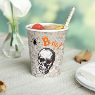 Gobelets En Papier Halloween crâne vintage