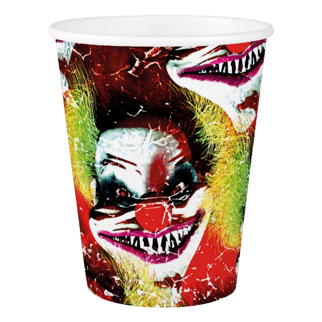 Gobelets En Papier halloween déplaisant méchant horreur clown collage (Devant)