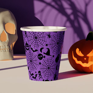 Gobelets En Papier Halloween Éffrayant Spiderwebs violet