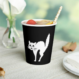 Gobelets En Papier Halloween noir chat noir blanc éffrayant