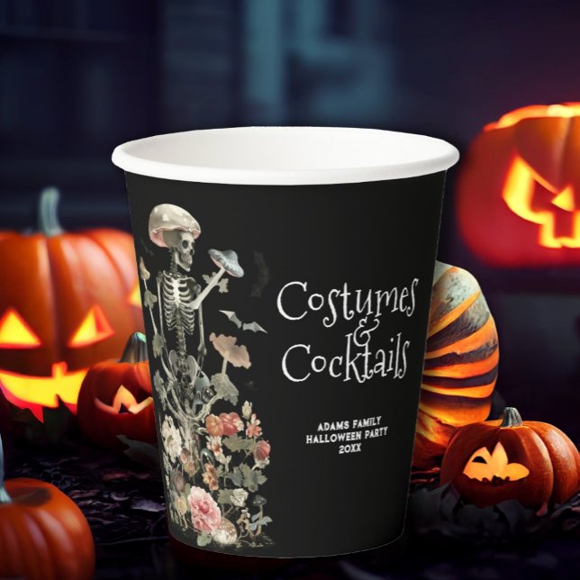 Gobelets En Papier Halloween Party Black Spooky Costume & Cocktails  (Créateur téléchargé)