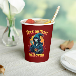 Gobelets En Papier Halloween Spooky Vibes: Trick or Treat Skeleton