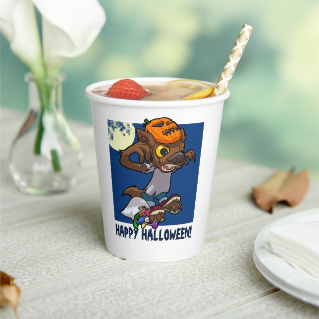 Gobelets En Papier Halloween Trick Ou Treat Little Cartoon Werewolf (Insitu)