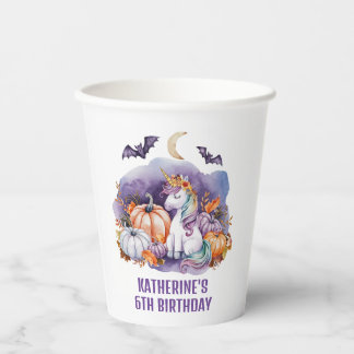 Gobelets En Papier Halloween Unicorn Aquarelle fête d'anniversaire