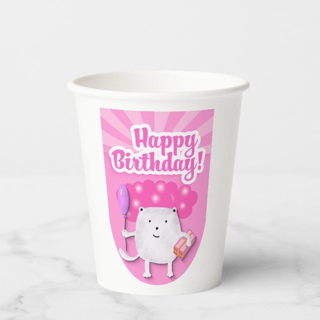 Gobelets En Papier Happy Birthday Celebration Design (Recto)
