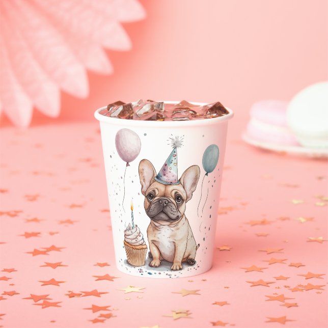 Gobelets En Papier Happy Birthday French Bulldog (Insitu)