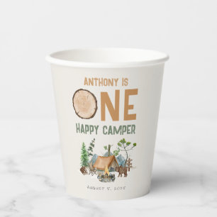 Gobelets En Papier Happy Camper Watercolor Woodland 1er anniversaire