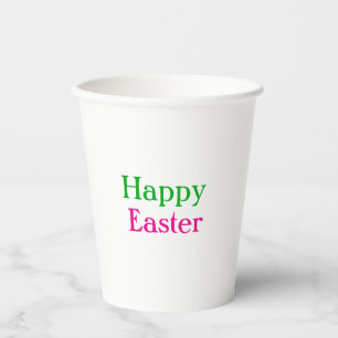 Gobelets En Papier Happy easter boho vert rose enfants ajouter nom ti
