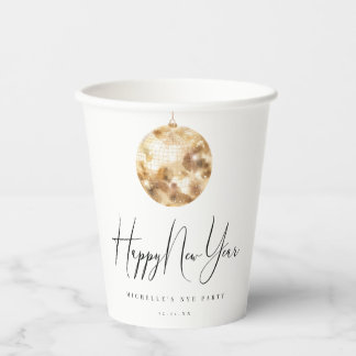 Gobelets En Papier Happy New Year Gold Disco Ball