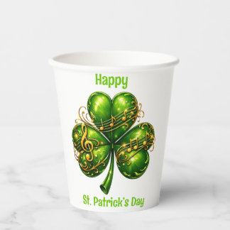 Gobelets En Papier Happy St. Patrick’s Day Shamrock Music