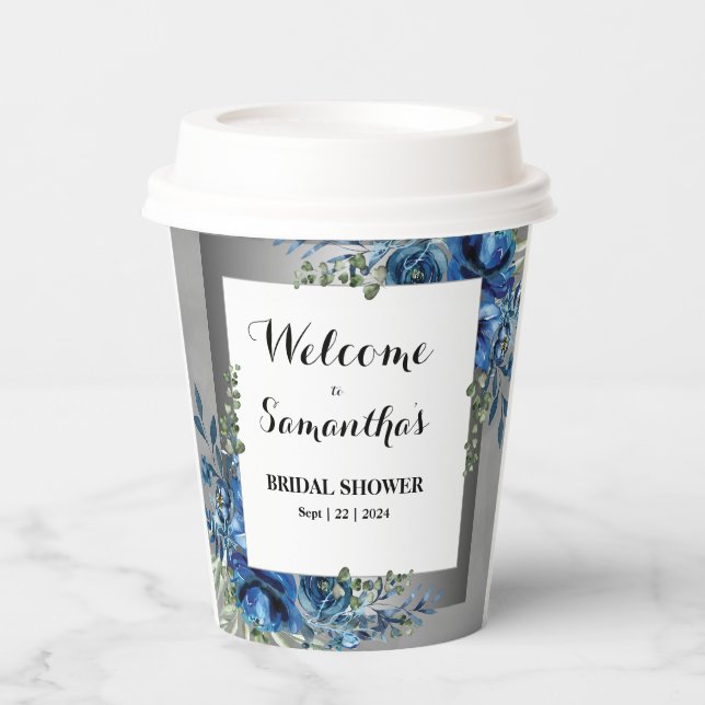 Gobelets En Papier Harmonie botanique : Fête des mariées argentée (Recto)