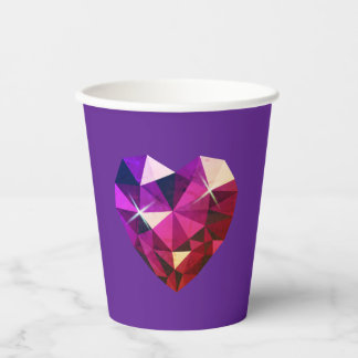 Gobelets En Papier Heart Gemstone Purple Paper Cups